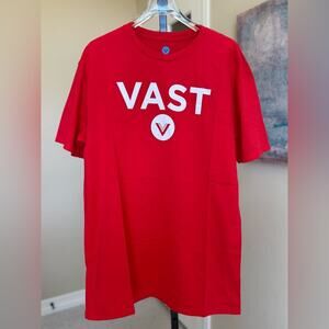 New Men’s Red Short Sleeve Tee with Bold VAST Logo Large